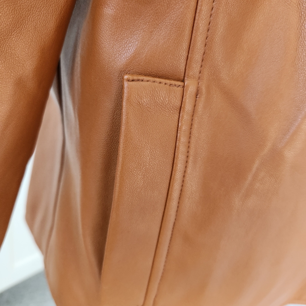 Soft Comfy Faux Leather Moto Jacket Fall Lightweight Zippers Snaps Cute Medium - Picture 7 of 17